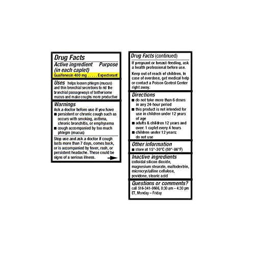 Reliable-1 Laboratories Guaifenesin 400 mg Caplets Cough and Mucus Relief | Expectorant for Chest Congestion | 60 Caplets