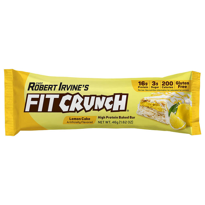 FITCRUNCH Snack Size Protein Bars, Designed by Robert Irvine, 6-Layer Baked Bar, 3g of Sugar & Soft Cake Core (9 Bars, Lemon Cake)