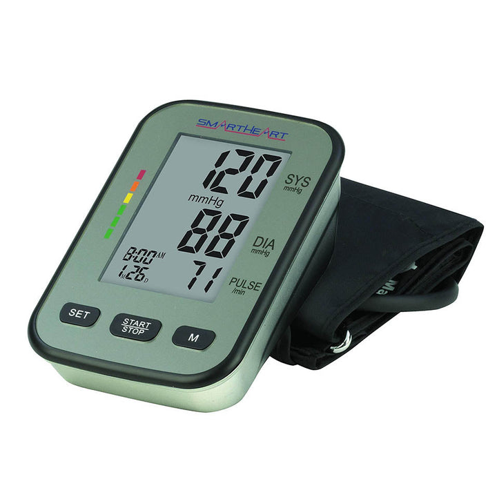 SmartHeart Blood Pressure Monitor | Wide-Range Upper Arm Cuff | Talking Trilingual Audible Instructions and Results | 4-Person Memory