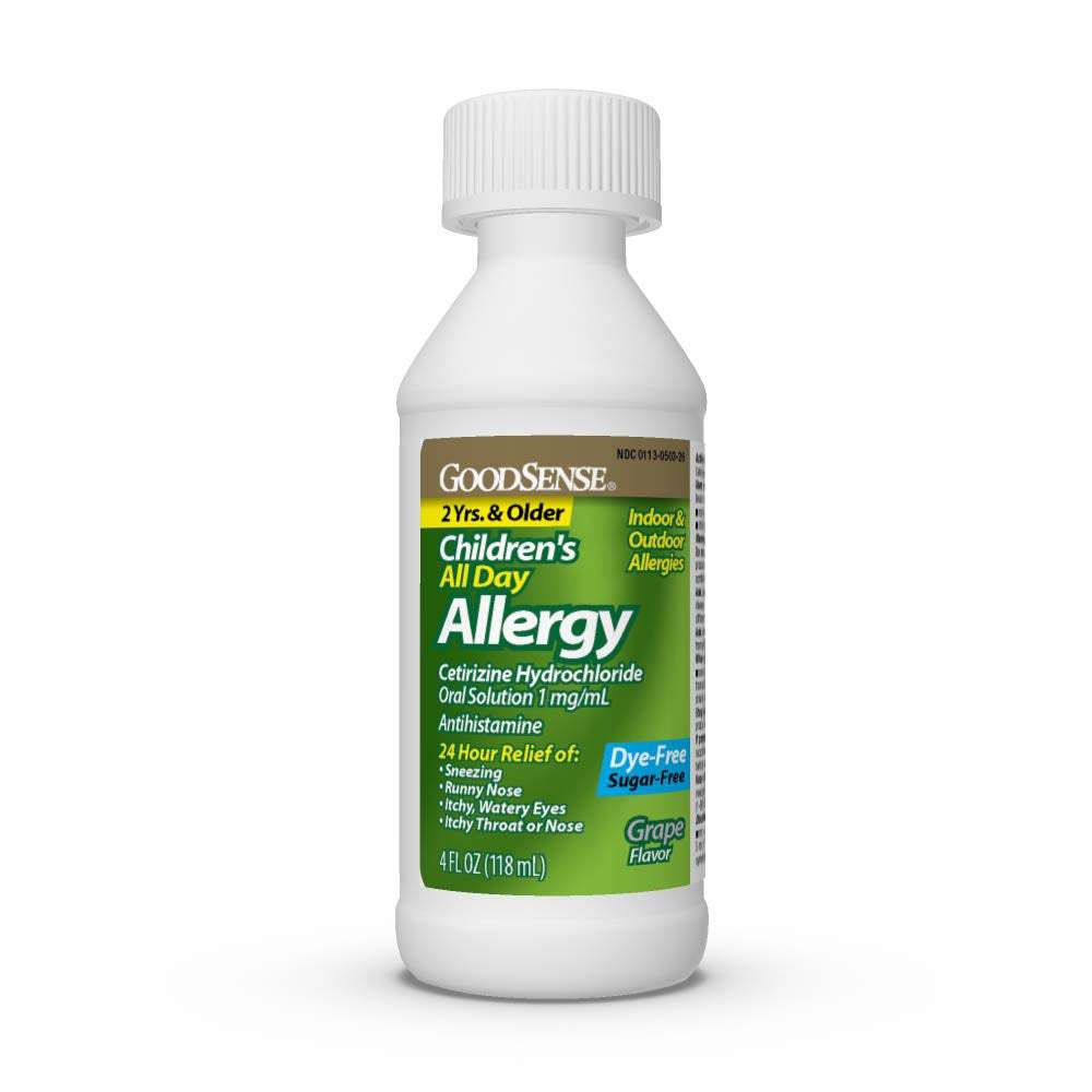 GoodSense ChildrenÃ¢â‚¬â„¢s All Day Allergy, Cetirizine Hydrochloride Oral Solution 1 mg/mL, Grape Flavor, 4 Ounces