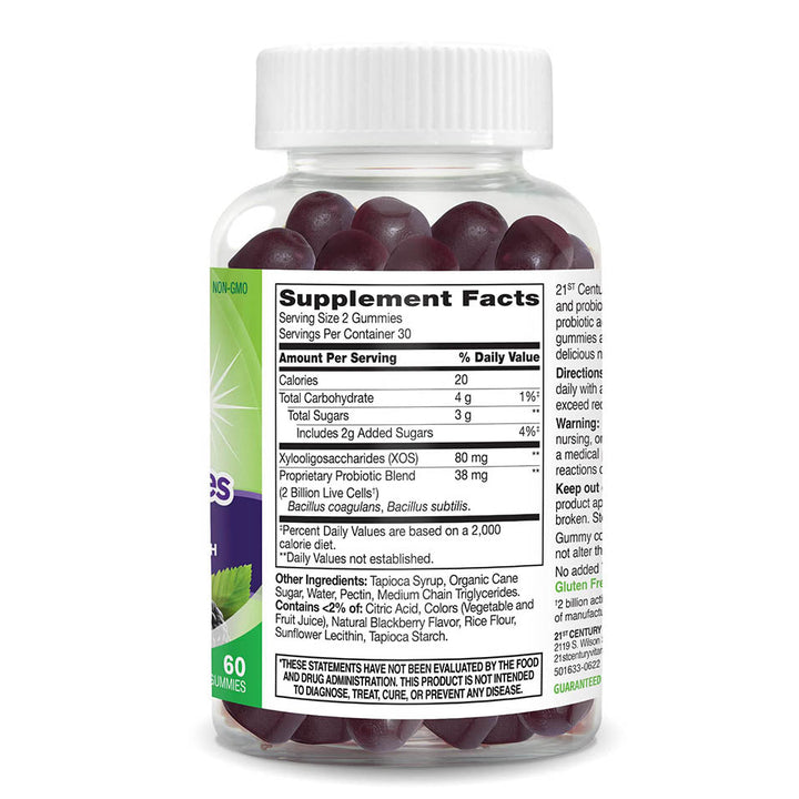 21st Century HealthCare VitaJoy Pre & Probiotic Gummies, BlackBerry, 60 Count, Purple