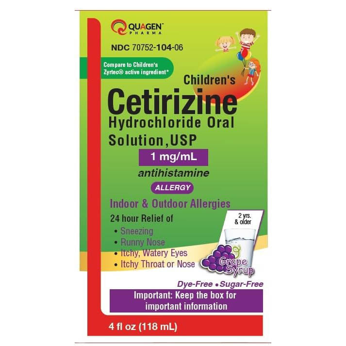 Quagen Pharma Children's Cetirizine Oral Solution 1mg/mL Grape Flavored 4 fl oz