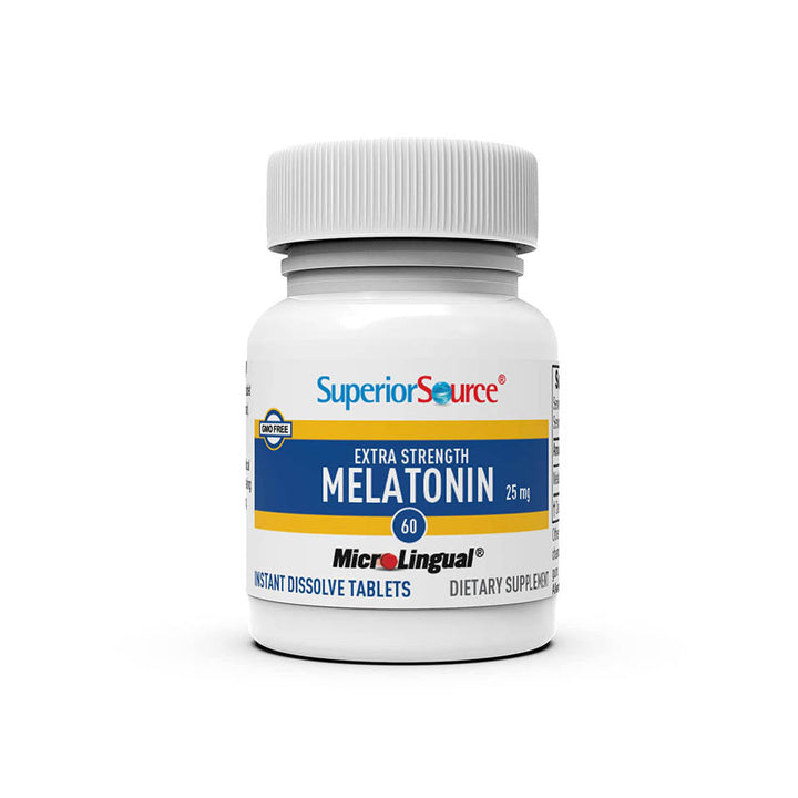 Superior Source Extra Strength Melatonin 25 mg, Under The Tongue Quick Dissolve Sublingual Tablets, 60 Ct. Natural Sleep Support, Sublingual Melatonin, for Adults, Non-GMO