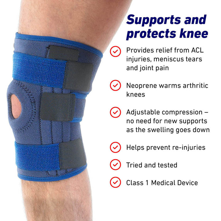 Neo-G Knee Brace, Stabilized, Open Patella â€“ Knee support helps with Arthritis, Joint Pain, Meniscus Tear. Sports Knee Brace for Running, Basketball, Working Out, Volleyball. Class 1 Medical Device