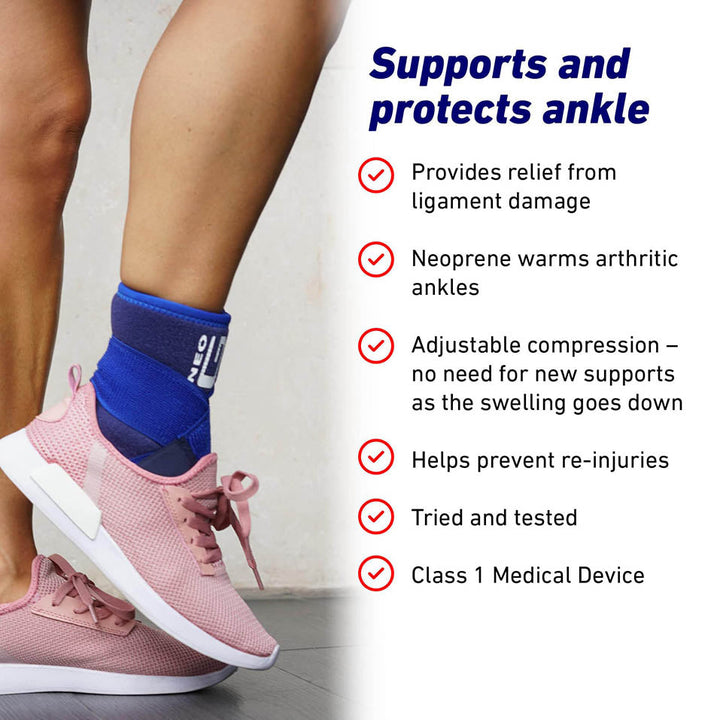 Neo-G Ankle Brace with Figure of 8 Strap â€“ Neoprene Ankle Brace for Ligament Damage, Arthritis, for Sprained Ankle, Weak Ankles â€“ Class 1 Medical Device - One Size