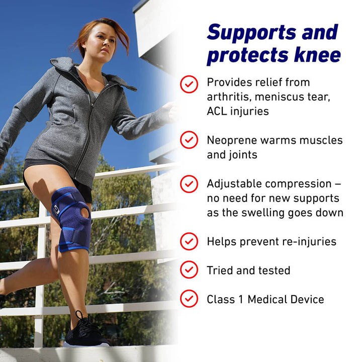 Neo-G Knee Support, Open Patella â€“ Knee Support for Knee Pain Arthritis, Joint Pain Relief, Meniscus tear, runners knee, patella injuries â€“ Knee support for women and men - Adjustable Compression