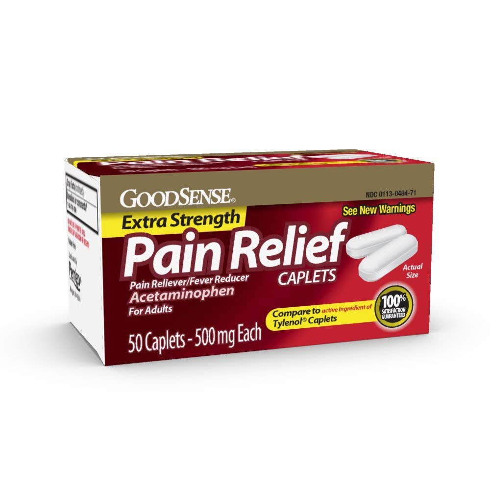 GoodSense Extra Strength Pain Relief, Acetaminophen Caplets, 500 mg, 50 Count