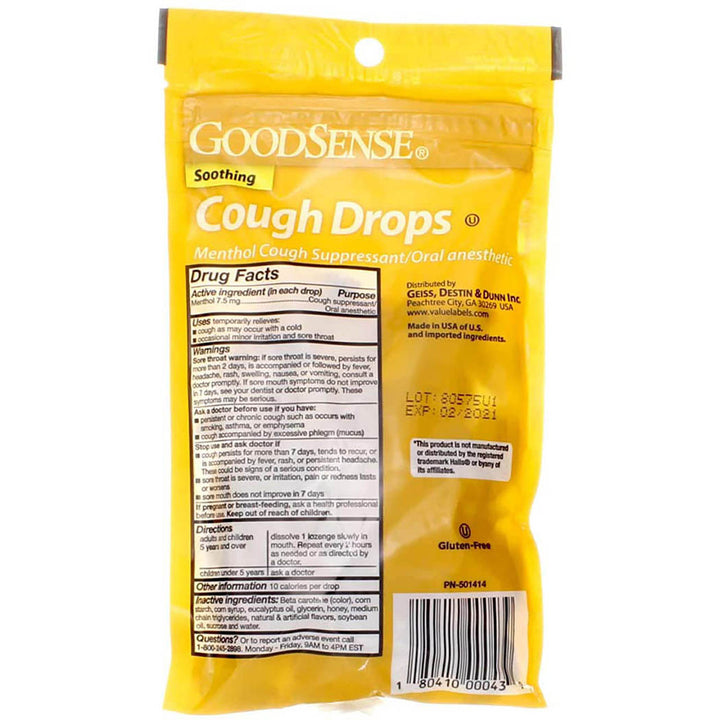 Good Sense Cough Drops Honey Lemon Flavor 30 Ct