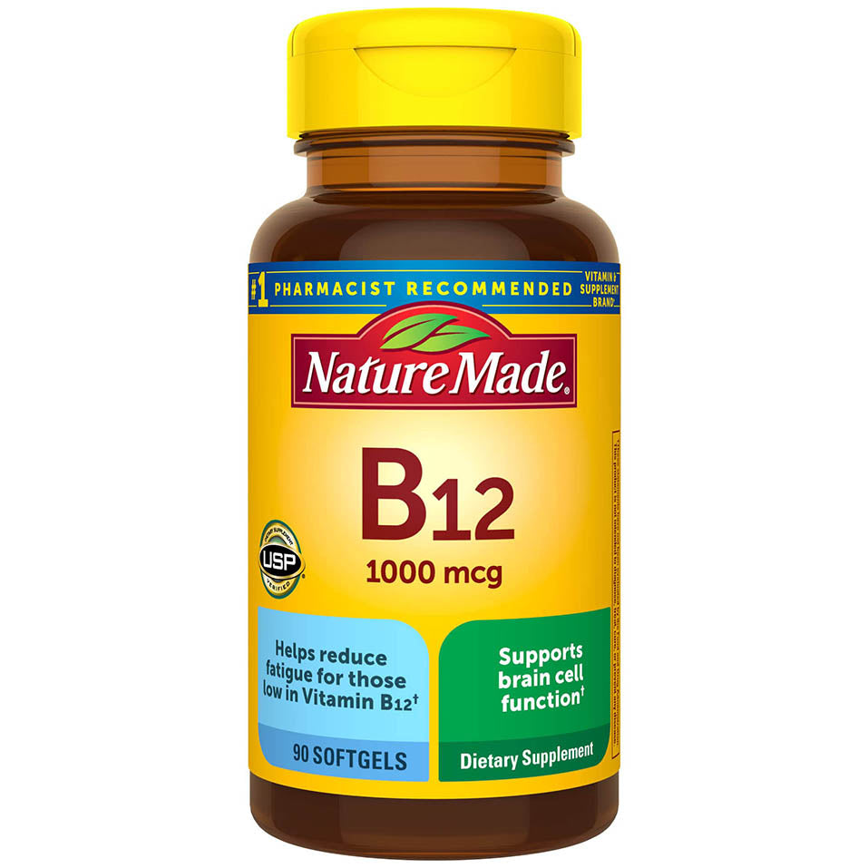 Nature Made Vitamin B12 1000 mcg, Dietary Supplement for Energy Metabolism Support, 90 Softgels, 90 Day Supply