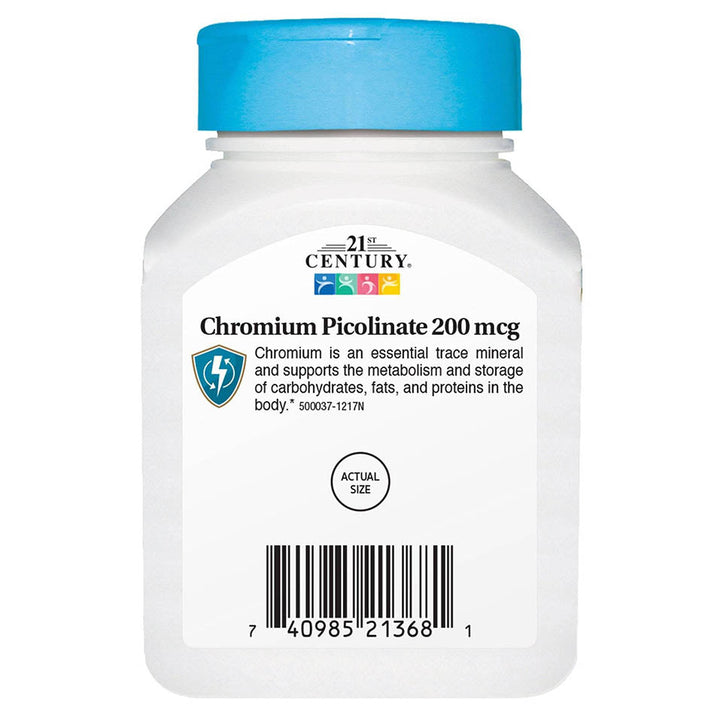 21st Century Chromium Picolinate 200 mcg Tablets, 100 Count