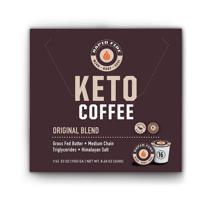 Rapid Fire High Performance Keto Coffee Pods, Supports Energy and Metabolism, Weight Loss, Ketogenic Diet 16 Single Serve K-Cup Pods,