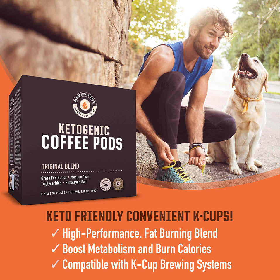 Rapid Fire High Performance Keto Coffee Pods, Supports Energy and Metabolism, Weight Loss, Ketogenic Diet 16 Single Serve K-Cup Pods,