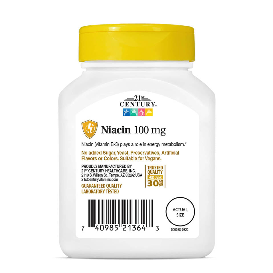 21st Century Niacin Tablets, 100 mg, 110 Count