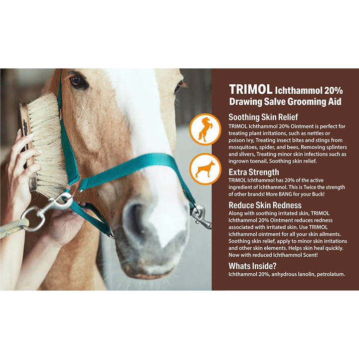 TRIMOL Ichthammol 20% Drawing Salve Grooming Aid, 14 oz, Soothing Skin Relief and Treatment of Eczema, Psoriasis