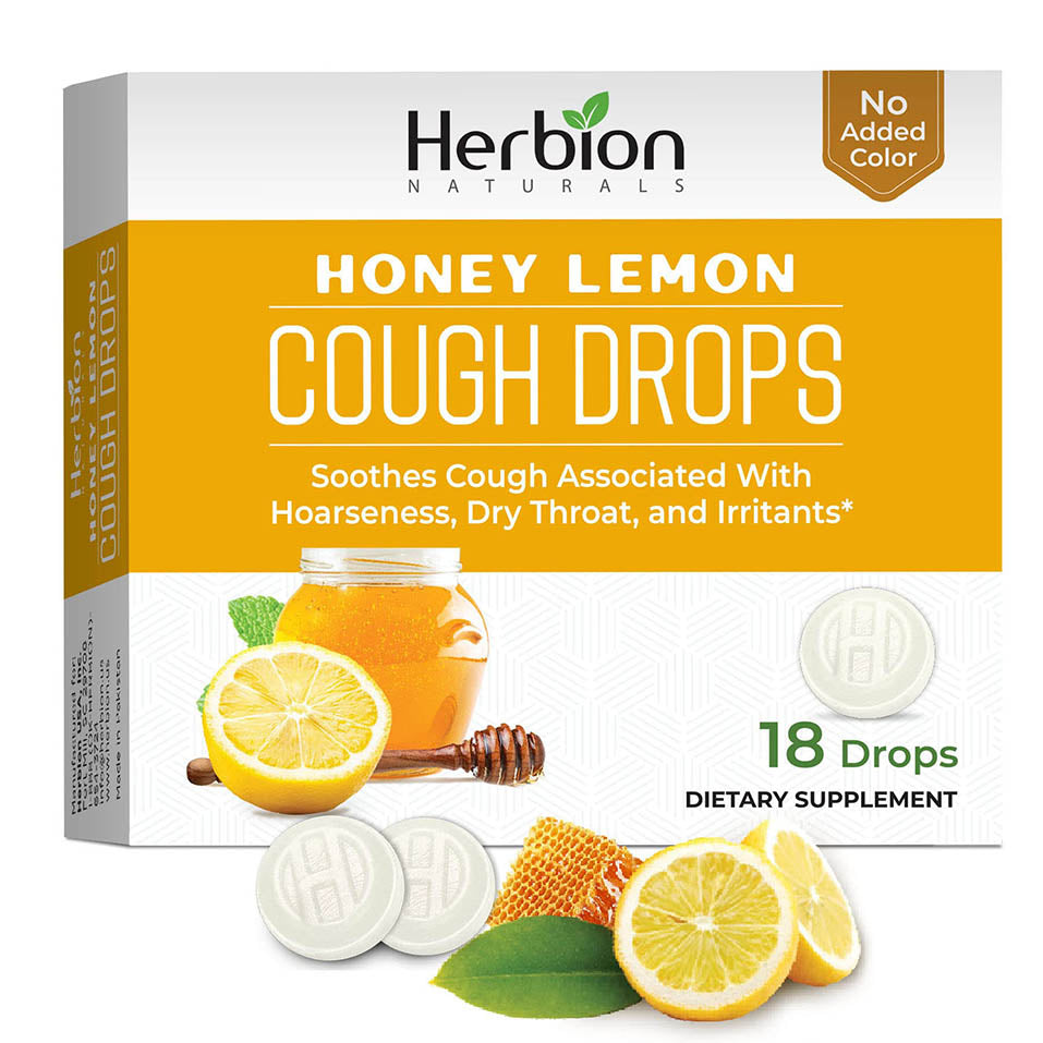 Herbion, Cough Drops Honey Lemon, 18 Count