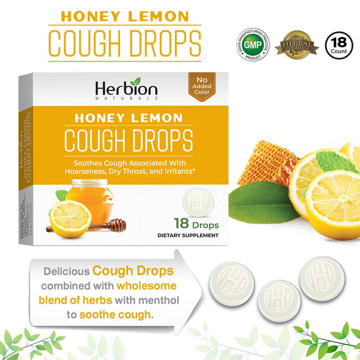 Herbion, Cough Drops Honey Lemon, 18 Count