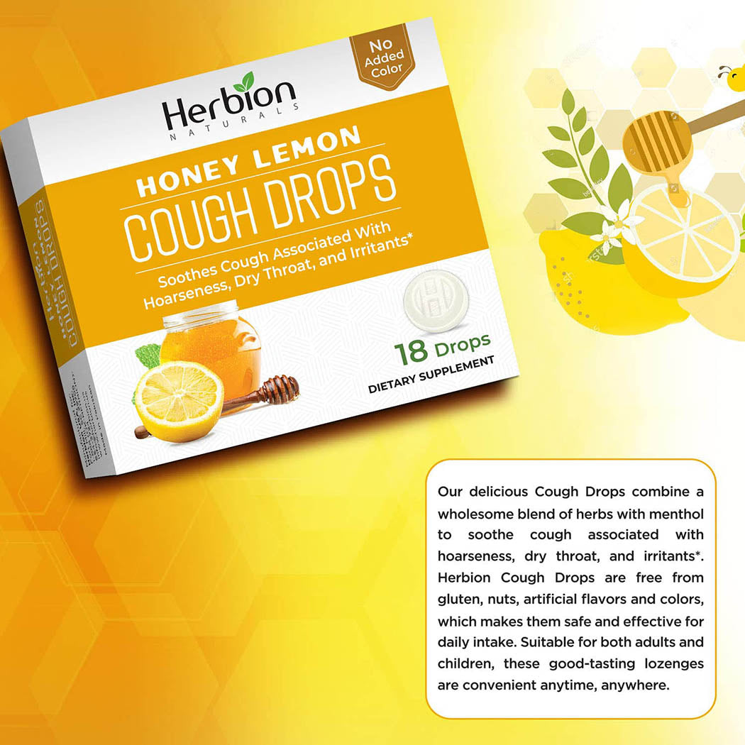 Herbion, Cough Drops Honey Lemon, 18 Count