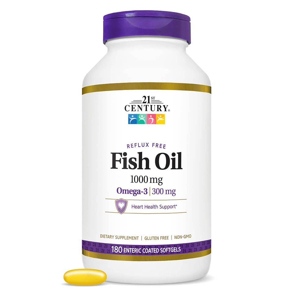 21st Century Fish Oil 1000 Mg Enteric Coated Softgels, 180Count