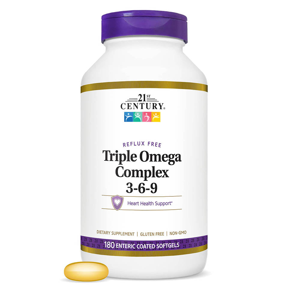 21st Century Triple Omega Complex 3 6 9 Enteric Coated Softgels, 180 Count Bottle (22875)