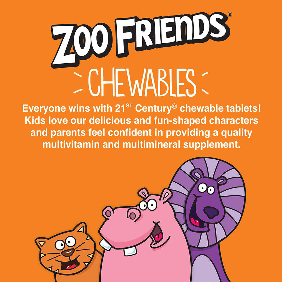 21st Century Zoo Friends with Extra C Chewable Tablets, 60 Count