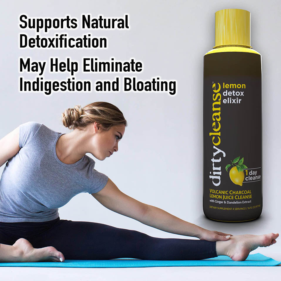 Dirty Cleanse Lemon Detox with Volcanic Charcoal with Ginger and Dandelion Extract, 4 servings