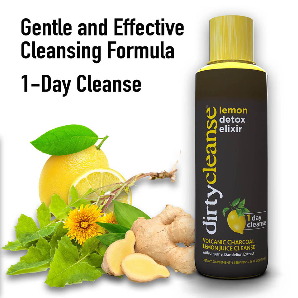 Dirty Cleanse Lemon Detox with Volcanic Charcoal with Ginger and Dandelion Extract, 4 servings