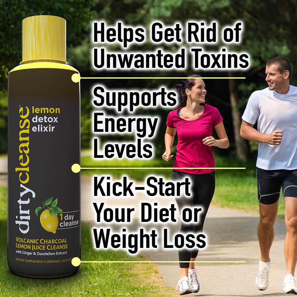 Dirty Cleanse Lemon Detox with Volcanic Charcoal with Ginger and Dandelion Extract, 4 servings