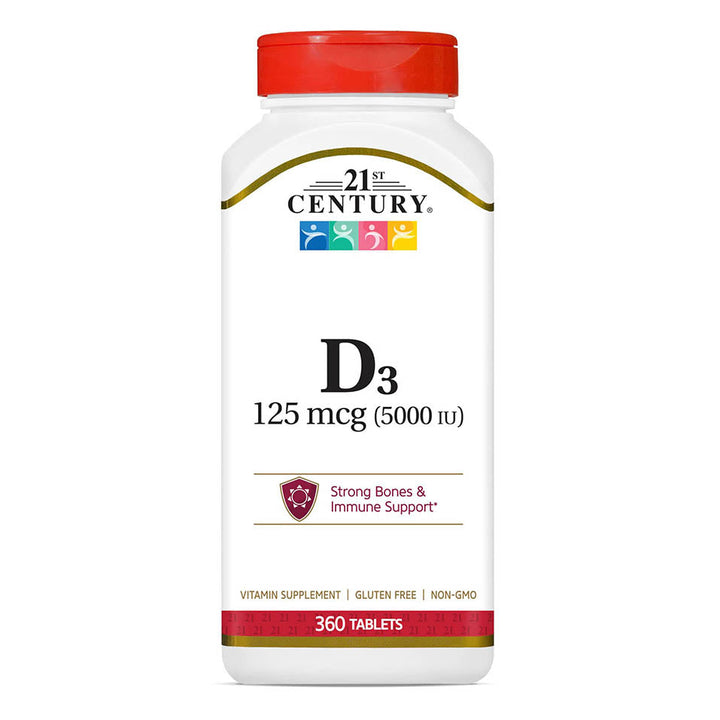 21st Century Vitamin D3, 125 mcg (5,000 IU), 360 Tablets