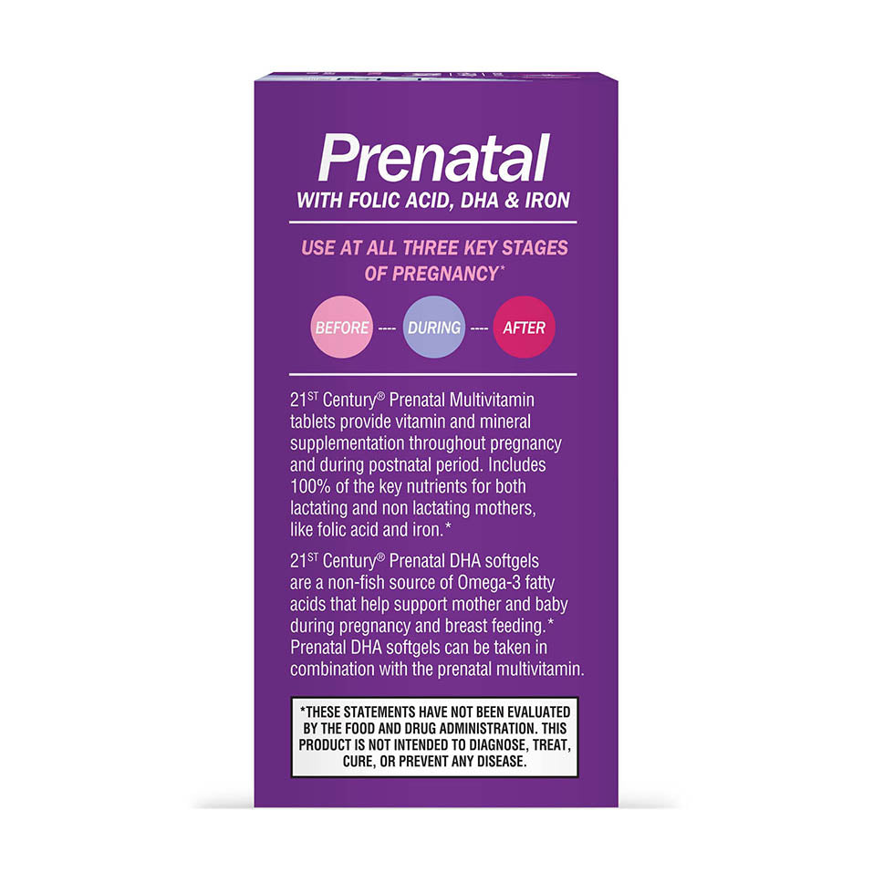 21st Century Prenatal Multivitamin Plus DHA, 2 Bottles, 60 Tablets / 60 Softgels