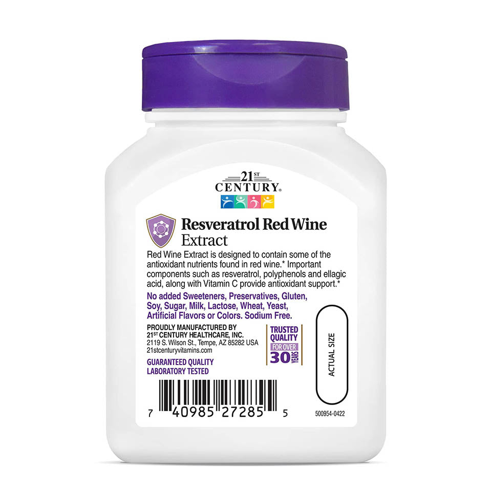 21st Century Resveratrol Red Wine Extract Capsules, 90Count