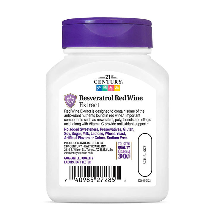 21st Century Resveratrol Red Wine Extract Capsules, 90Count