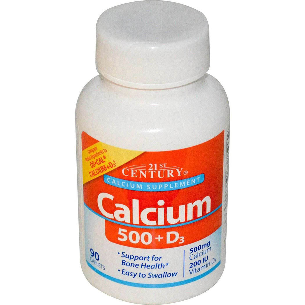 21st Century HealthCare Calcium 500 + D3 500 Milligrams/200 Iu 90 Cplts