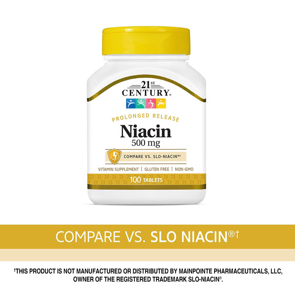 21st Century Niacin 500 mg Prolonged Release Tablets, 100 Count (27474)