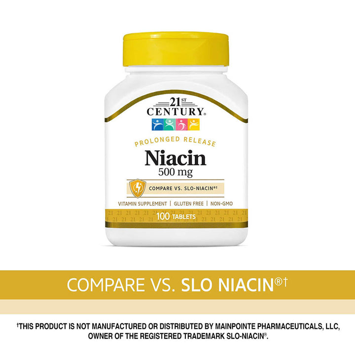 21st Century Niacin 500 mg Prolonged Release Tablets, 100 Count (27474)