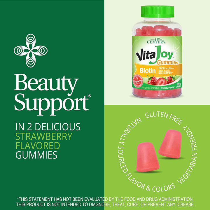 21st Century Vitajoy Biotin Gummies, (27729), Strawberry, 120 Count