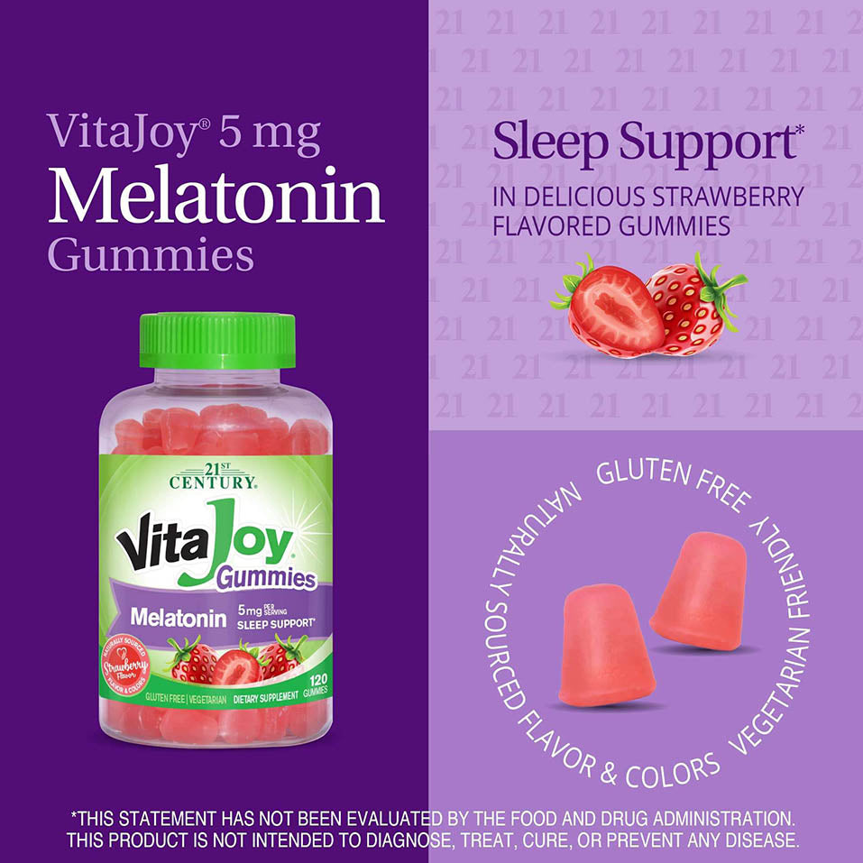 21st Century Vitajoy Melatonin Gummies, Multi, Strawberry, 120 Count