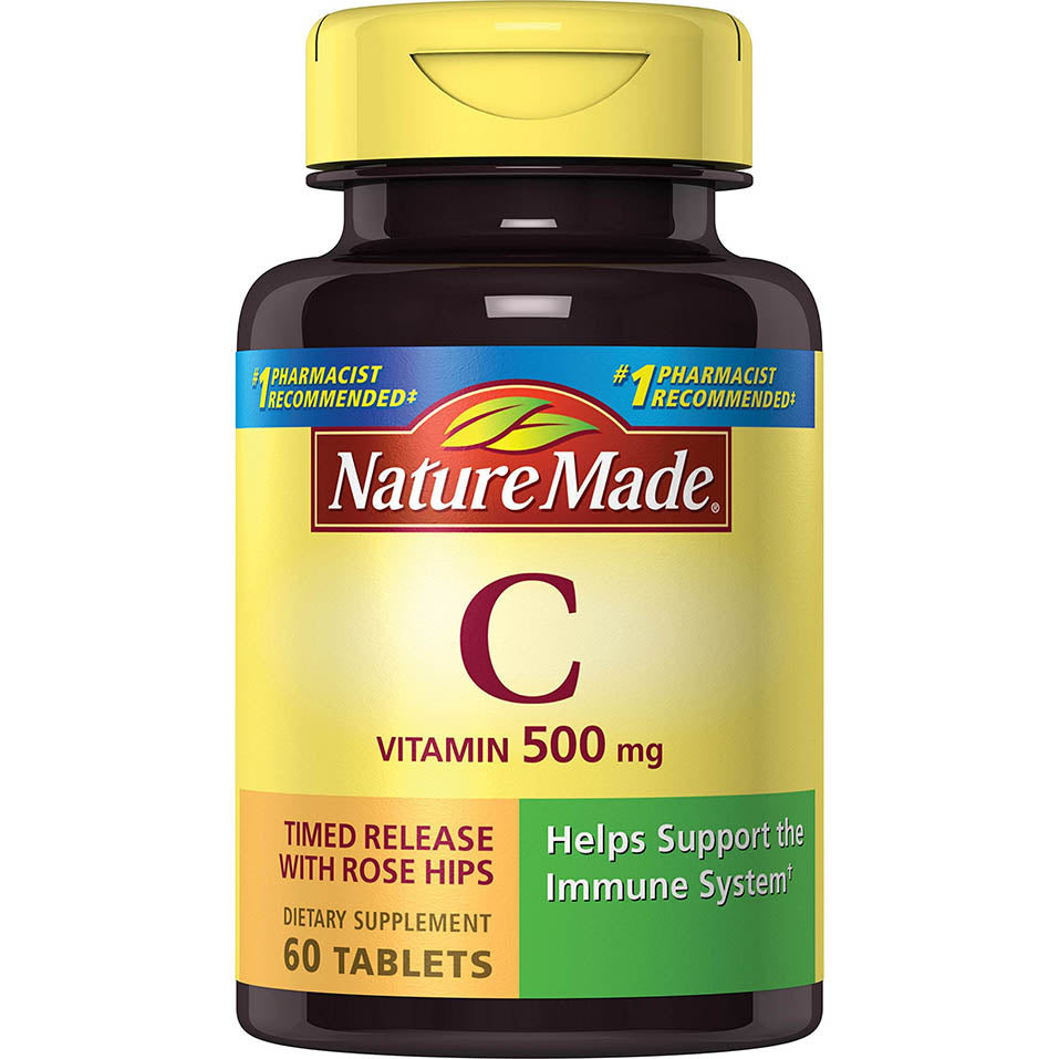 Nature Made Vitamin C 500 mg w. Timed Release Rose Hips Tablets 60 Ct