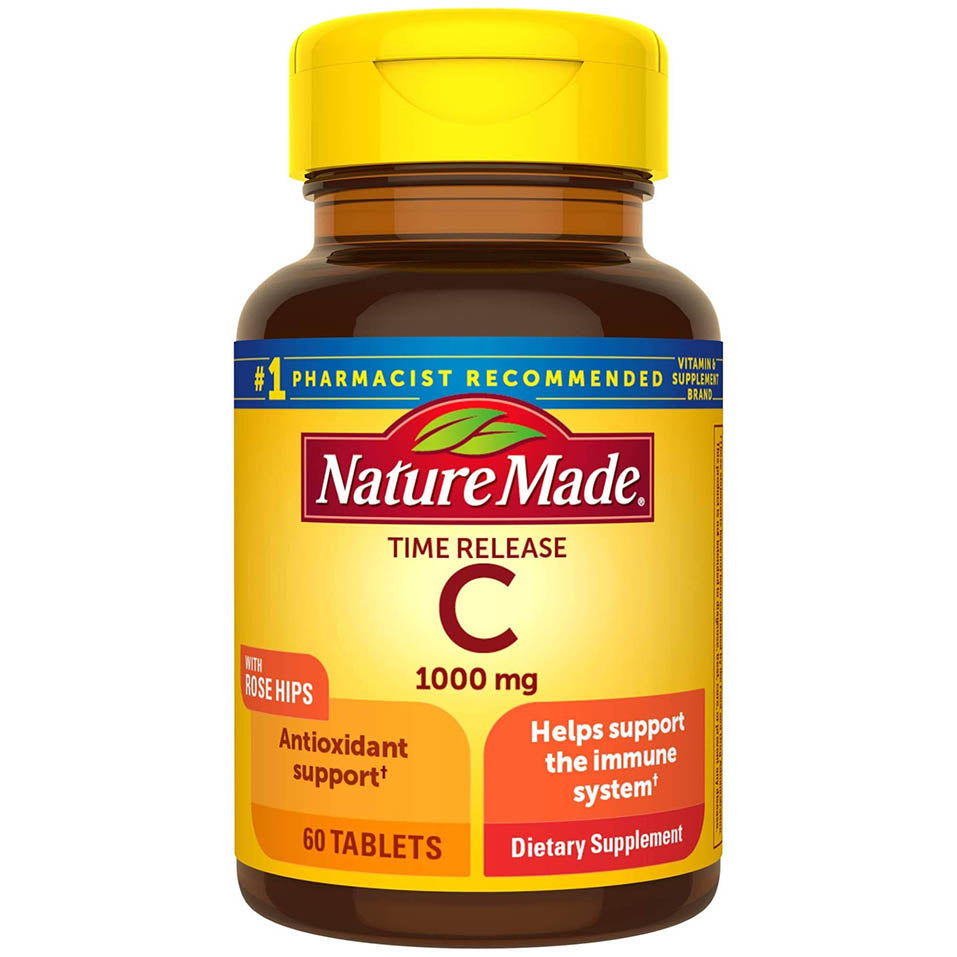 Nature Made Vitamin C 1000 mg Time Release Tablets with Rose Hips, 60 Count to Help Support the Immune System