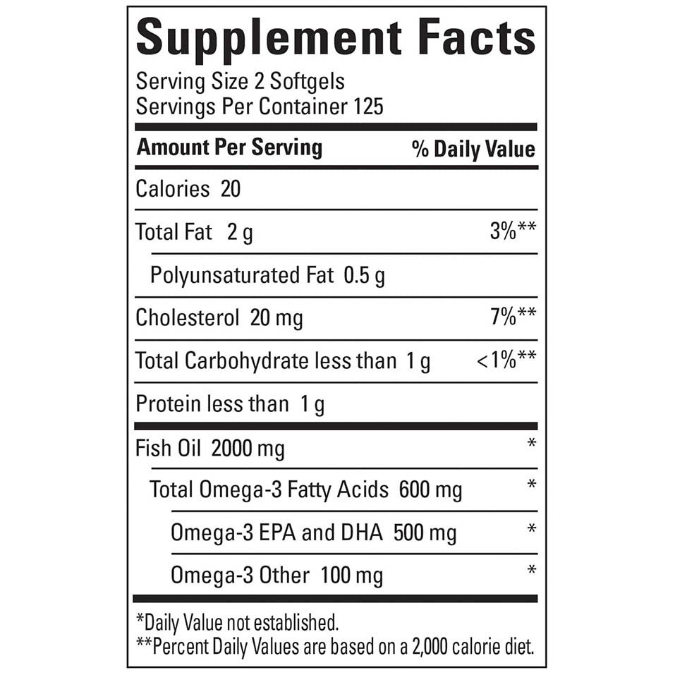 Nature Made Fish Oil 1000 mg Softgels, Fish Oil Supplements, Omega 3 Fish Oil for Healthy Heart Support, Omega 3 Supplement with 250 Softgels, 125 Day Supply