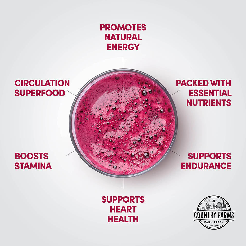 Country Farms Bountiful Beets, Wholefood Beet Extract Superfood, Helps Support Healthy Circulation And Promote Energy, Nitric Oxide Boost, Super Beets, Cherry Flavor, 30 Servings