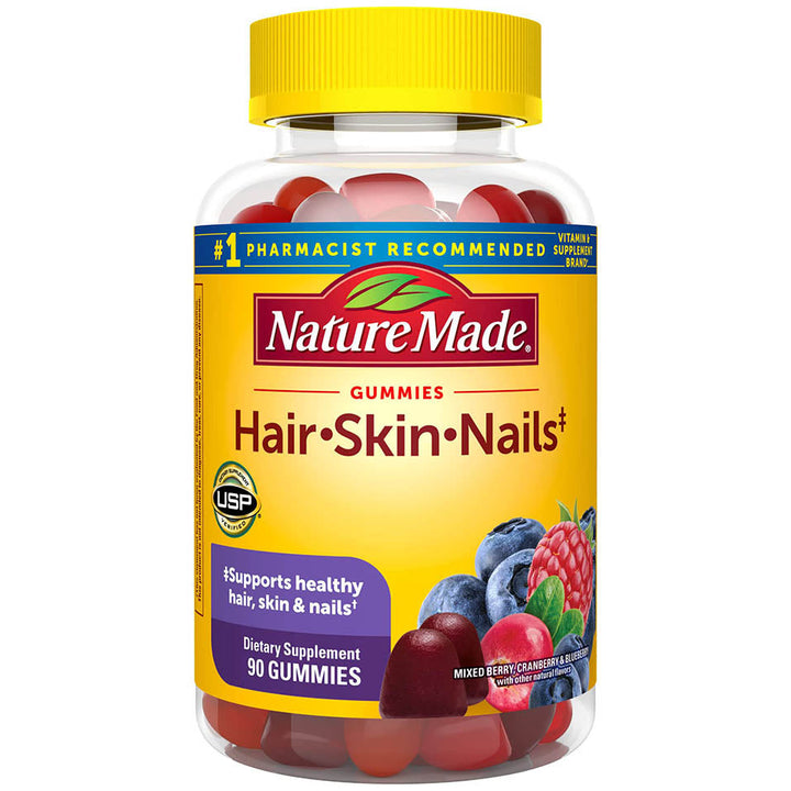 Nature Made Hair Skin and Nails with Biotin 2500 mcg, Dietary Supplement for Healthy Hair, Skin & Nails Support, 90 Gummies, 45 Day Supply