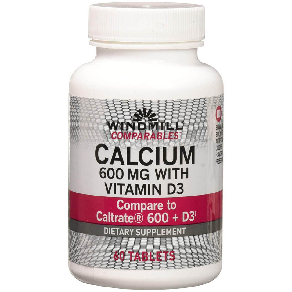 Windmill Calcium As Carbonate With Vitamin D 600 Mg, Tablets 60 Ea