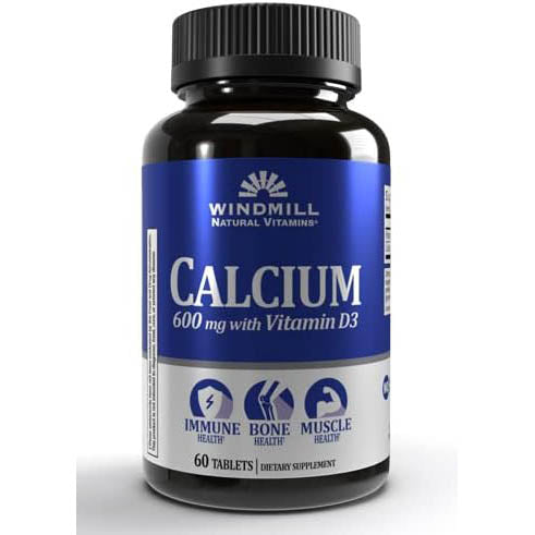 Windmill Calcium Carbonate 600 mg + Vitamin D Tabs, 120 ct