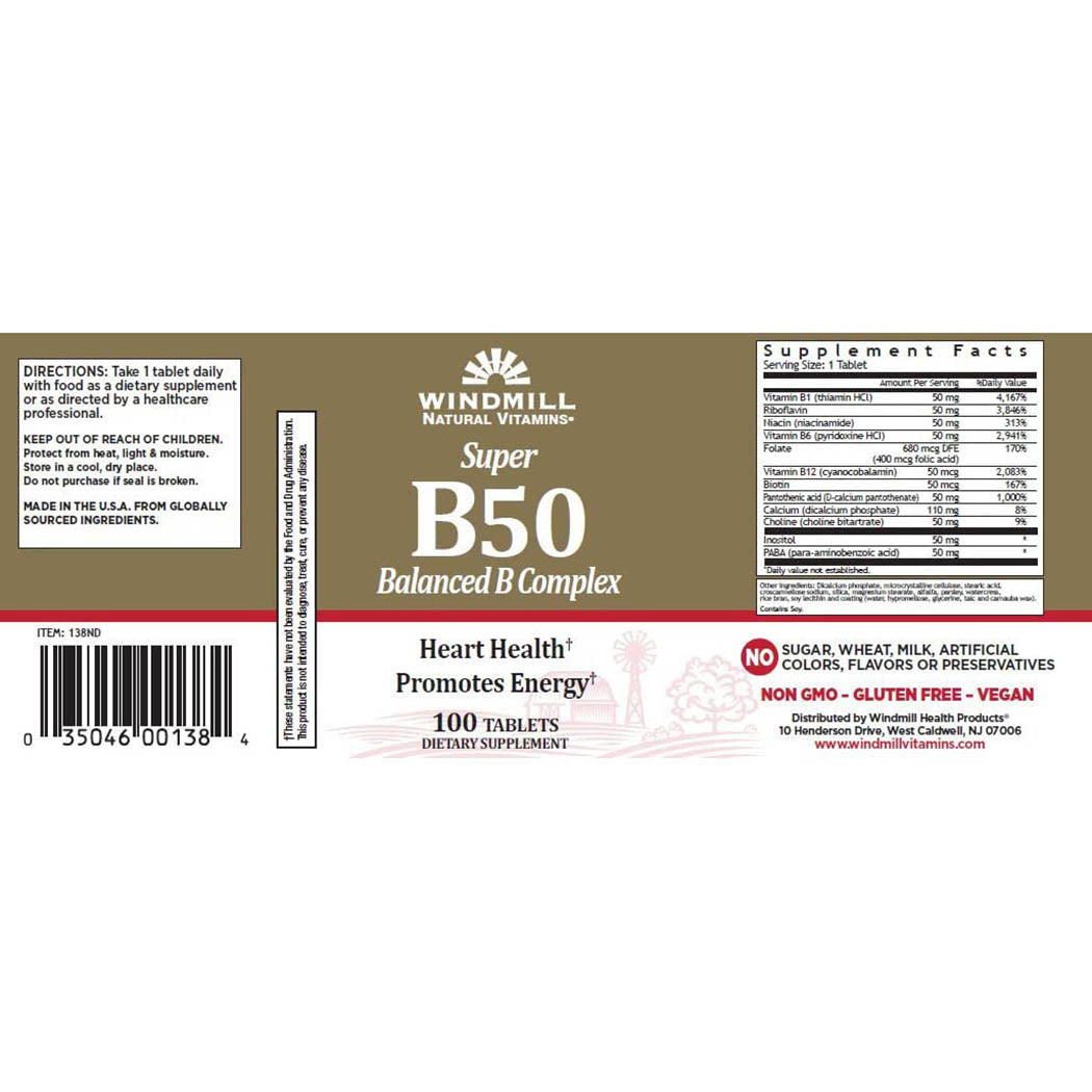 Vitamin B-50 Complex TAB WMILL Size: 100