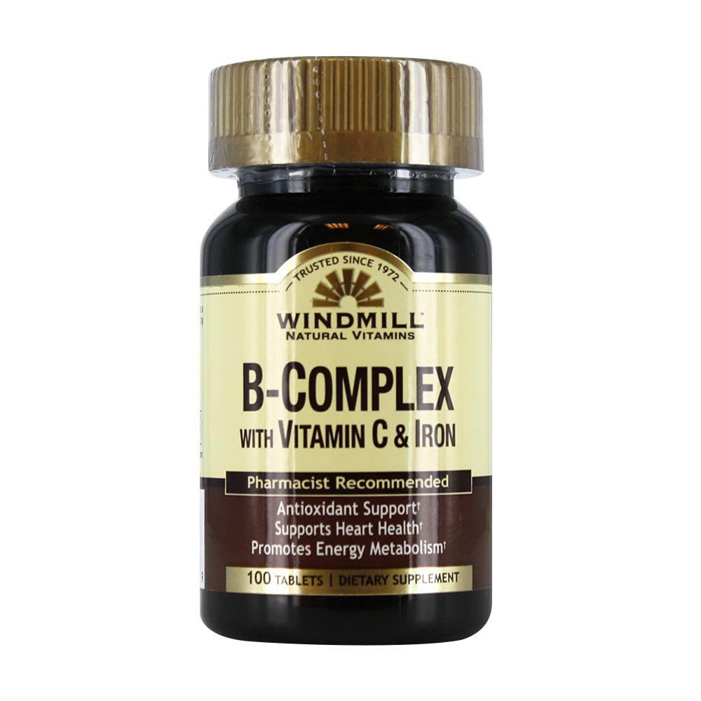 Windmill B-Complex Tablets with Vitamin C and Iron Supplement - 100 Ea