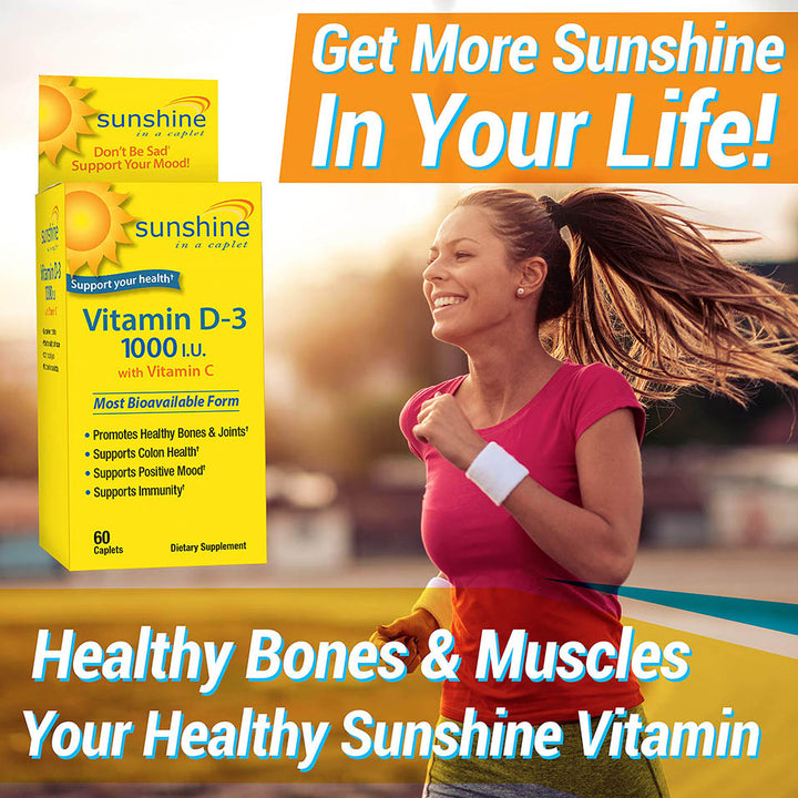 Sunshine Vitamin D-3 1,000 IU, Healthy and Strong Bones, 60 Servings