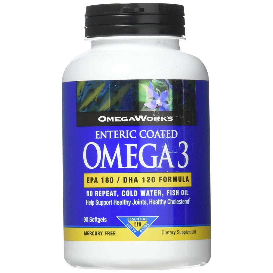 OmegaWorks Super Omega 3, EPA / DHA Fatty Acids, Healthy Joints, Enteric Coated 90 softgels, 90 servings