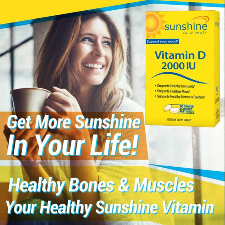 Sunshine Vitamin D-3 2,000 IU, Healthy and Strong Bones, 60 servings