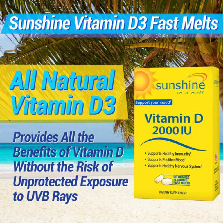 Sunshine Vitamin D-3 2,000 IU, Healthy and Strong Bones, 60 servings