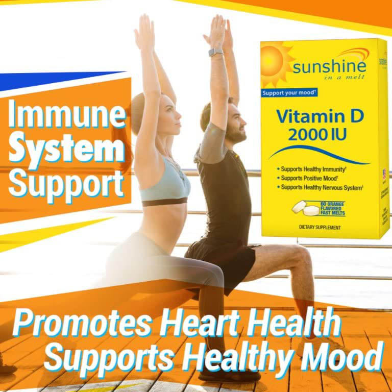 Sunshine Vitamin D-3 2,000 IU, Healthy and Strong Bones, 60 servings